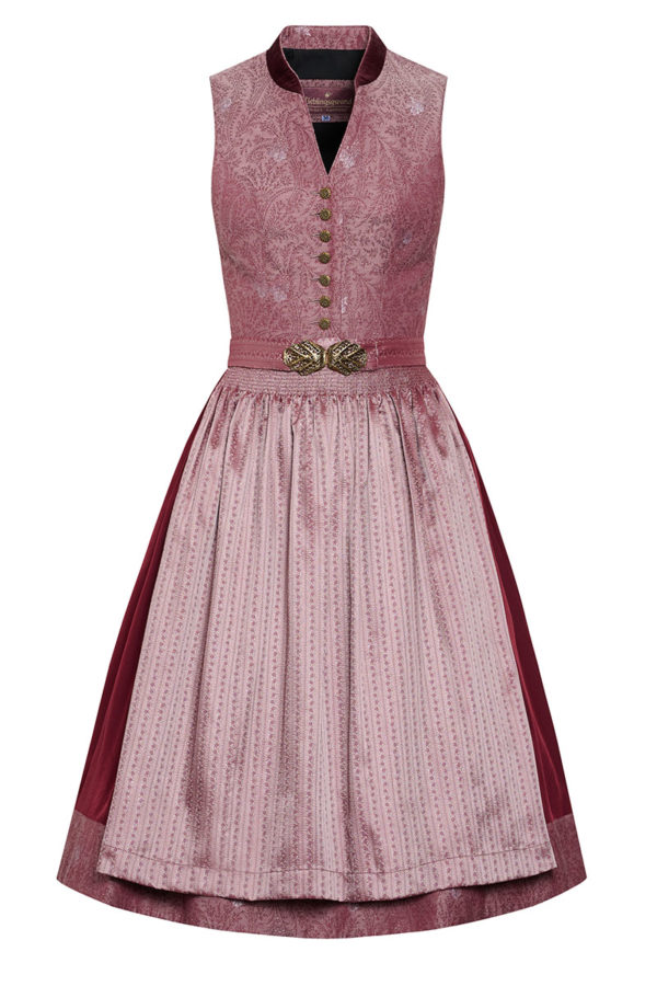 Midi Dirndl 65 cm altrosa bordeaux gemustert Ella 010043 ~ 32
