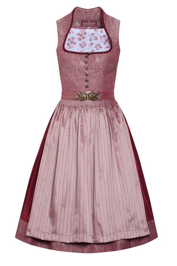 Midi Dirndl 65 cm altrosa gemustert Mila 010042 ~ 36
