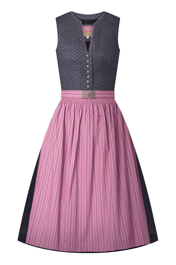 Midi Dirndl 65 cm anthrazit altrosa Stretch Viola 008846 - limitiert ~ 30