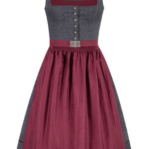 Midi Dirndl 65 cm anthrazit dunkelrot Manu 014677 ~ 32