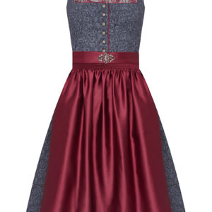 Midi Dirndl 65 cm anthrazit gemustert bordeaux Elli 007369 ~ 34