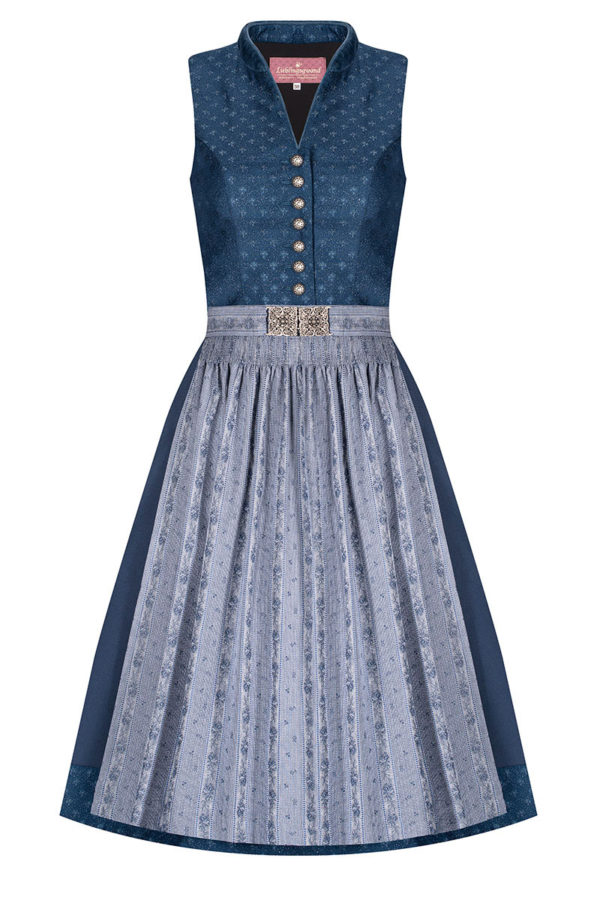 Midi Dirndl 65 cm blau grau Louise 007493 ~ 44
