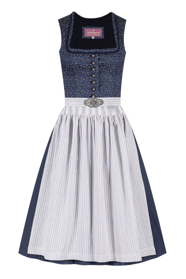 Midi Dirndl 65 cm dunkelblau weiß Mathilda 010041 ~ 34