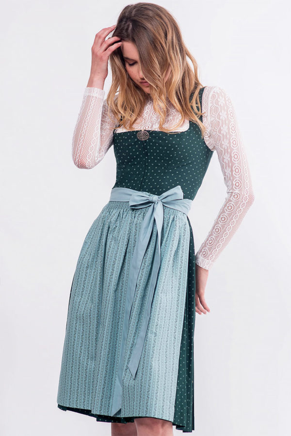 Midi Dirndl 65 cm dunkelgrün mint Frieda 016557 ~ 32