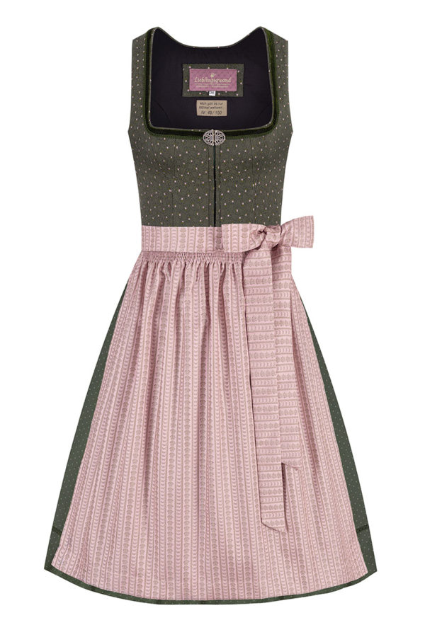 Midi Dirndl 65 cm oliv altrosa Marlen 010956 - limitiert ~ 42