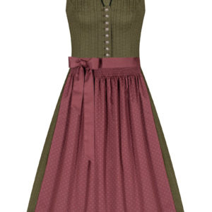 Midi Dirndl 65cm oliv rosenholz gemustert Luise 007343 - limitiert ~ 32