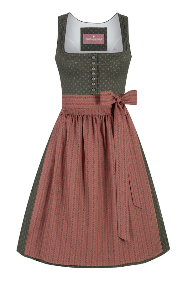 Midi Dirndl 65 cm oliv rosenholz Leonie 016551 ~ 32