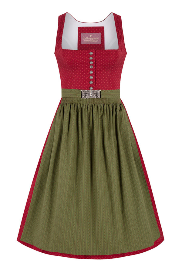 Midi Dirndl 65 cm rot oliv Valerie 017433 ~ 32