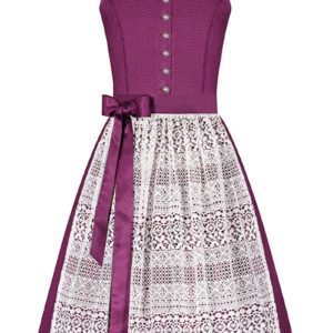Midi Dirndl 65cm aubergine gepunktet creme Madleine 006521 ~ 32