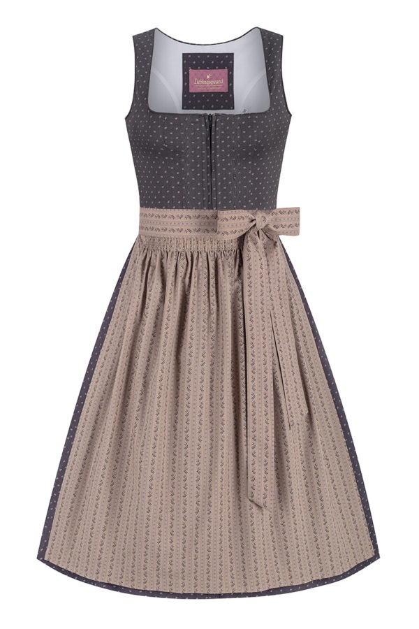 Midi Dirndl 70 cm anthrazit taupe Veronika 016549 ~ 32