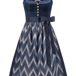 Midi Dirndl 70 cm blau grau Samt Amalia 015906 - limitiert ~ 32
