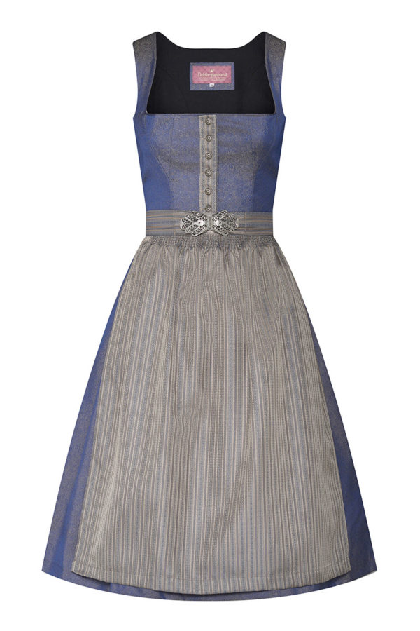 Midi Dirndl 70 cm blau grau Verena 008497 ~ 38