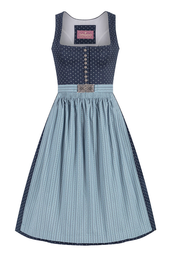 Midi Dirndl 70 cm dunkelblau hellblau Valerie 016552 ~ 32