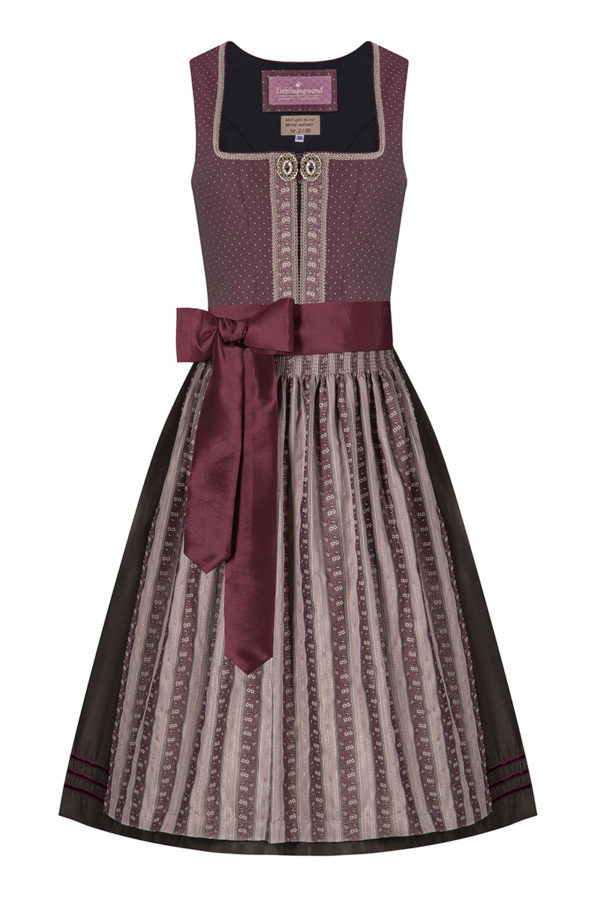 Midi Dirndl 70cm bordeaux oliv taupe 005077 - limitiert ~ 34