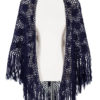 Poncho dunkelblau handgehäkelt 009930