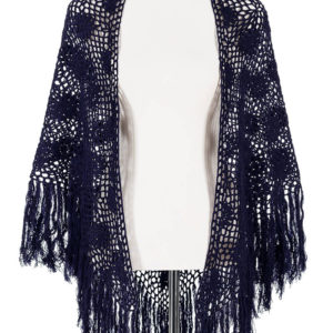 Poncho dunkelblau handgehäkelt 009930