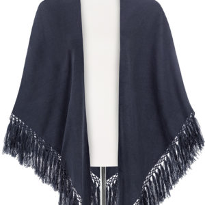 Poncho dunkelblau mit Fransen 009914 ~ dunkelblau