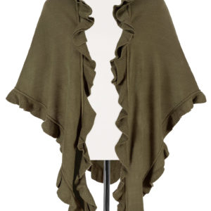 Poncho oliv mit Rüschenkragen 009925