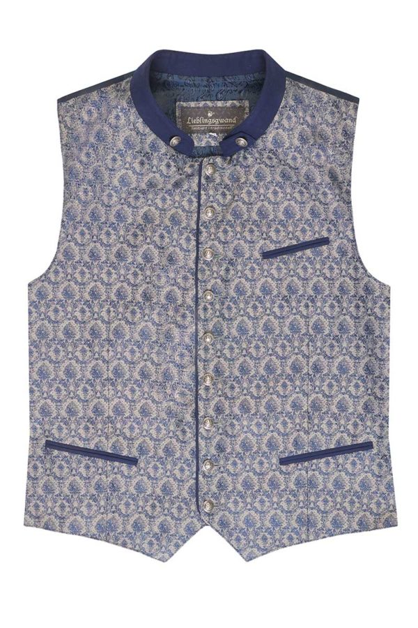 Trachtenweste dunkelblau taupe gemustert Lenz 009434 ~ 44