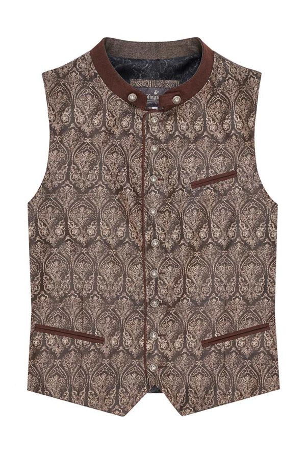 Trachtenweste dunkelbraun taupe gemustert Lenz 009433 ~ 106