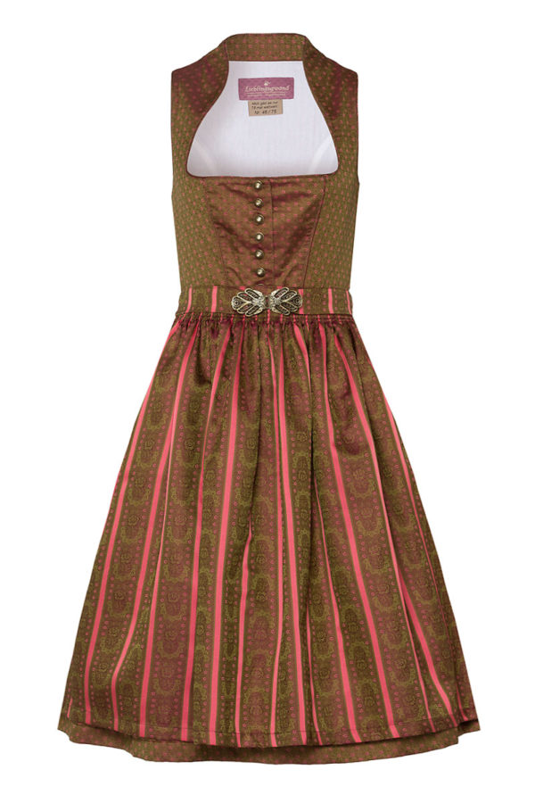 Midi Dirndl 70 cm oliv geblümt koralle Katrin 003740 - limitiert ~ 34
