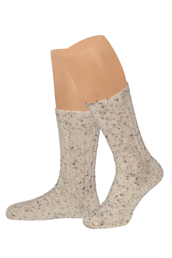 Trachtensocken kurz natur meliert Merinowolle 100225 ~ 44-45
