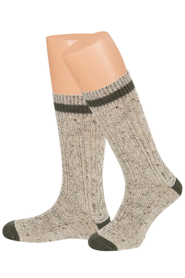 Trachtensocken kurz hellbraun meliert oliv 011206 ~ 38-39