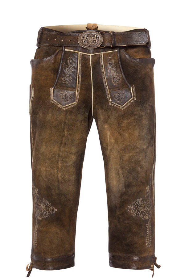 Lederhose kniebund mit Gürtel antik-braun Schönsee 110794 ~ 44