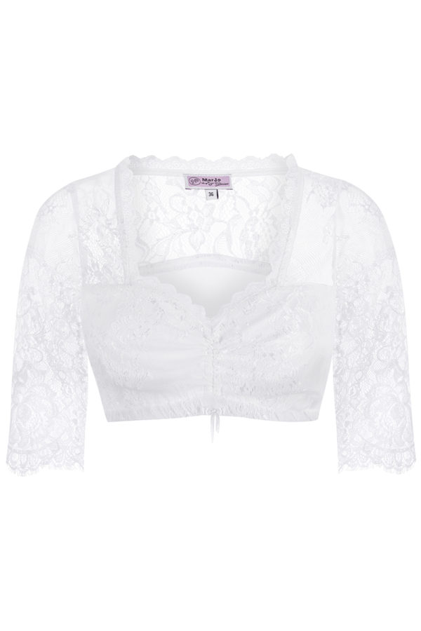 Dirndlbluse Spitze weiß Stretch Selina 012396 ~ 32