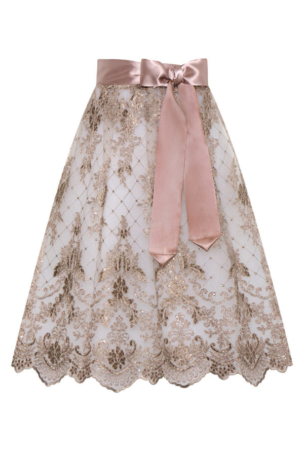 Dirndlschürze Spitze midi 65 cm taupe Bella 012919 ~ L