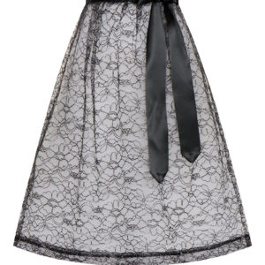 Dirndlschürze Spitze midi 65 cm schwarz geblümt metallic 014109 ~ L