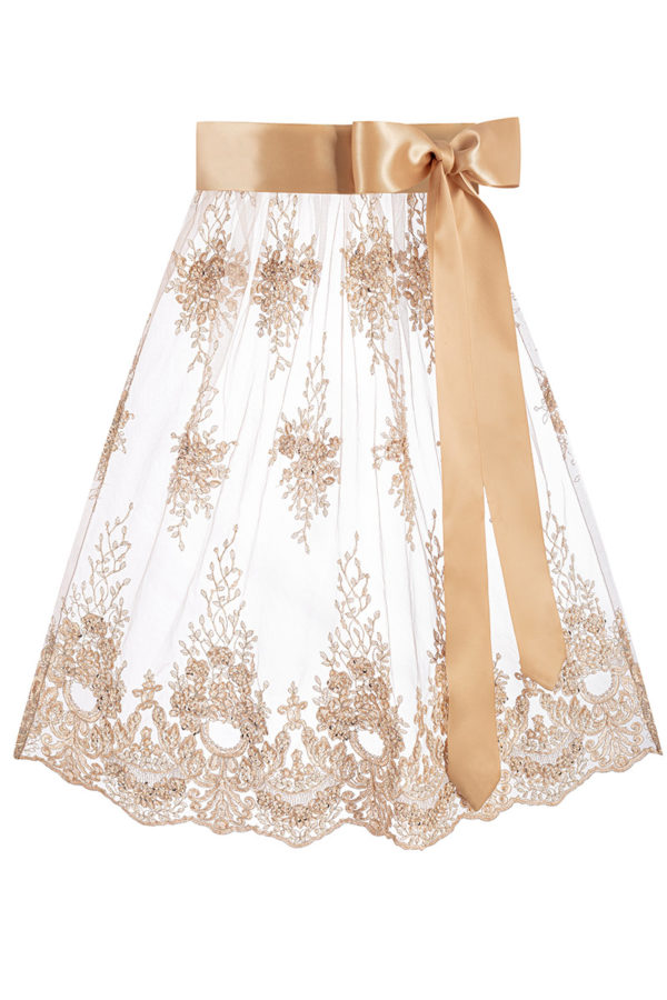 Dirndlschürze Spitze midi 65 cm taupe gold 016567 ~ L