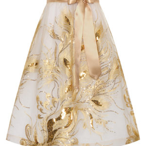 Dirndlschürze Spitze midi 70 cm gold mit Pailletten 014111 ~ L
