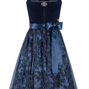 Midi Dirndl 65 cm dunkelblau Samt Greta 013912 ~ 30