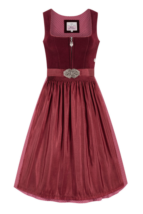 Midi Dirndl 65 cm dunkelrot Samt Inka 013917 ~ 32