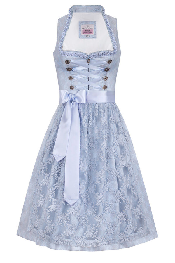 Midi Dirndl 65 cm hellblau mit Perlenborte Eloisa 010713 ~ 34