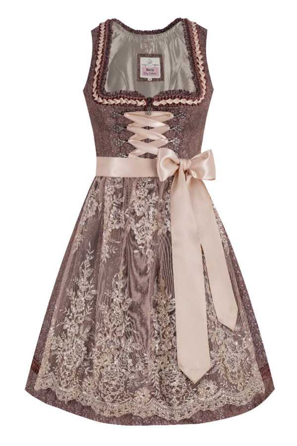 Mini Dirndl 60 cm aubergine taupe Aline 012914 ~ 30