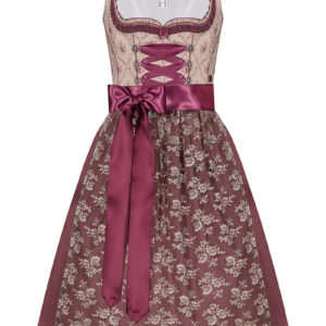 Mini Dirndl 60cm beige geblümt rosenholz Bulda 004729 ~ 34
