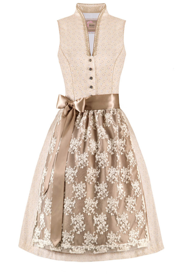 Mini Dirndl 60cm creme geblümt taupe Thea 004739 ~ 30