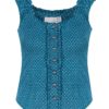 Trachtenbluse kurzarm blau gemustert Darina-Maren 009298 ~ 32