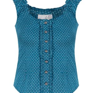 Trachtenbluse kurzarm blau gemustert Darina-Maren 009298 ~ 32