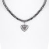 Collier verschiedenfarbig mit Glasperlen und Herzanhänger 011505 ~ anthrazit