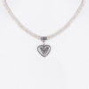 Collier verschiedenfarbig mit Glasperlen und Herzanhänger 011505 ~ creme