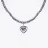 Collier verschiedenfarbig mit Glasperlen und Herzanhänger 011505 ~ grau