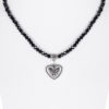 Collier verschiedenfarbig mit Glasperlen und Herzanhänger 011505 ~ hellblau