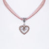 Collier verschiedenfarbig mit Herzanhänger und Satinband 005703 ~ altrosa