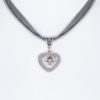 Collier verschiedenfarbig mit Herzanhänger und Satinband 005703 ~ grau