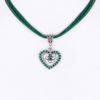 Collier verschiedenfarbig mit Herzanhänger und Satinband 005703 ~ dunkelgrün