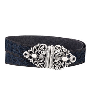 Damen Gürtel schwarz blau Stretch 012976 ~ 70