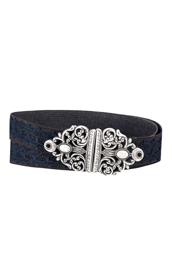 Damen Gürtel schwarz blau Stretch 012976 ~ 70